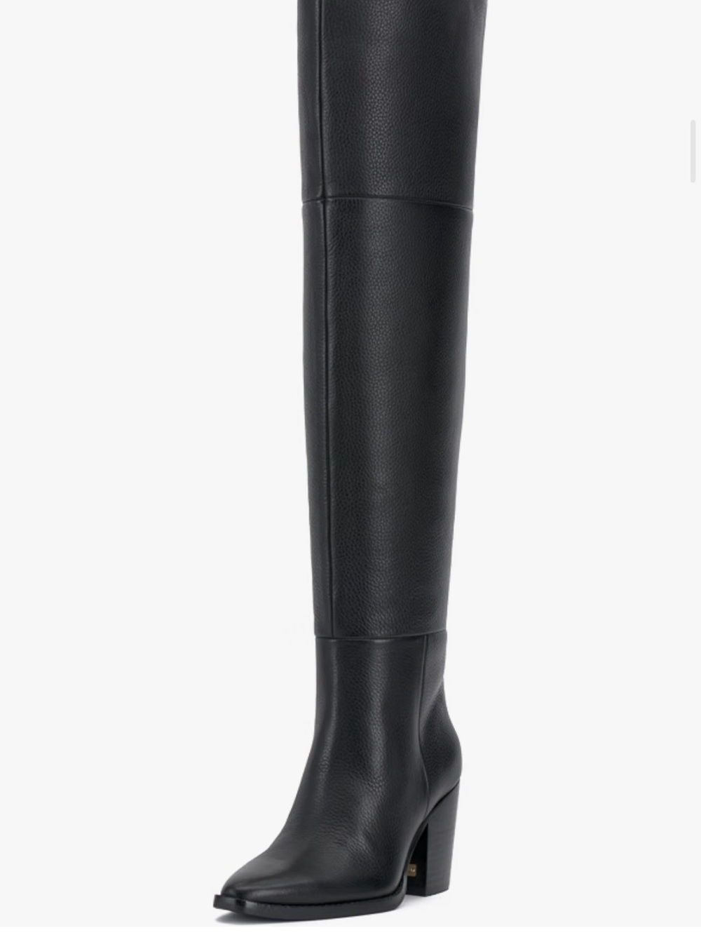 Vince Camuto Black Over-The-Knee Leather Block Heel Boots